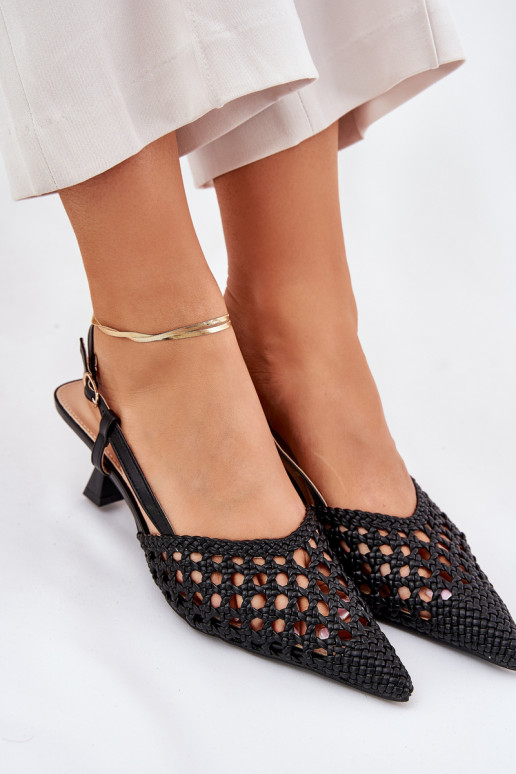 zapatos de tacón alto Ze Szpiczastym Noskiem I Odkrytą Piętą de color negro Umirana