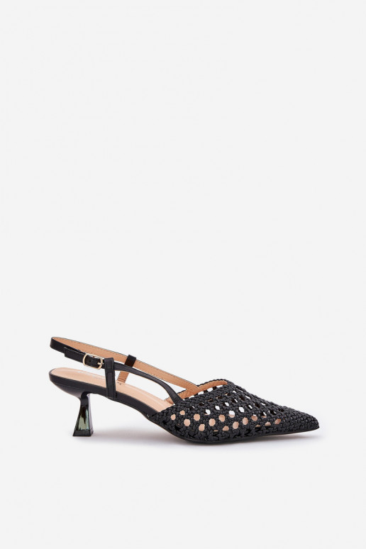 zapatos de tacón alto Ze Szpiczastym Noskiem I Odkrytą Piętą de color negro Umirana