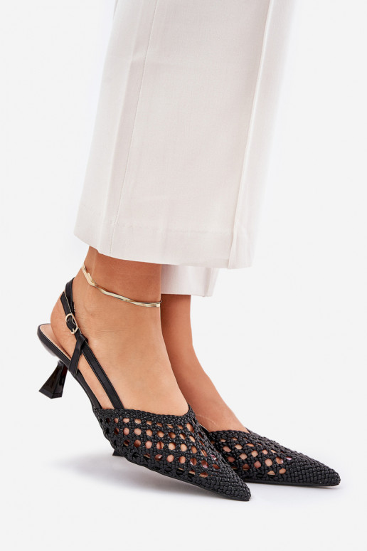 zapatos de tacón alto Ze Szpiczastym Noskiem I Odkrytą Piętą de color negro Umirana