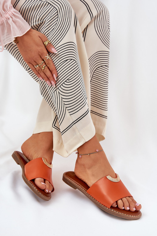 zapatillas de mujer Eko Piel Con decoracionesi Detalami color naranja Mevith