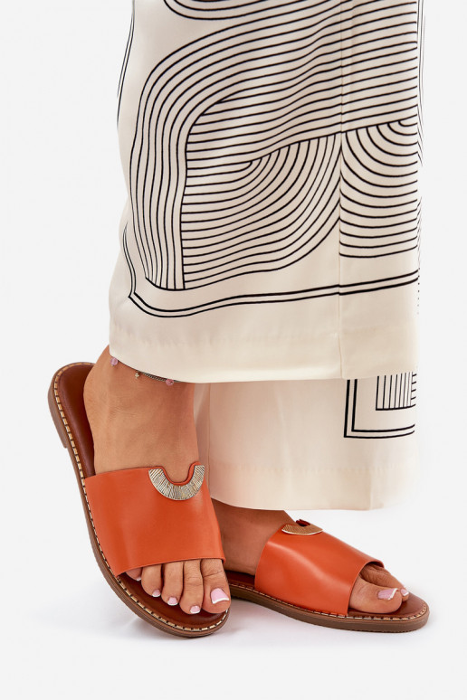 zapatillas de mujer Eko Piel Con decoracionesi Detalami color naranja Mevith