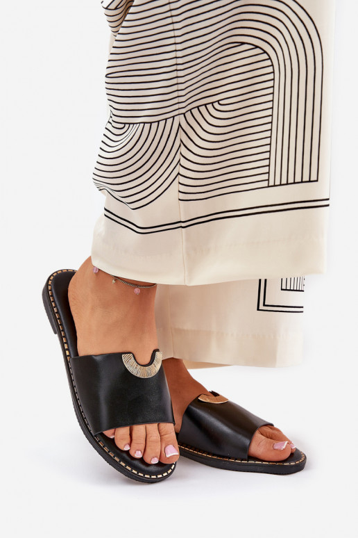 zapatillas de mujer Eko Piel Con decoracionesi Detalami de color negro Mevith