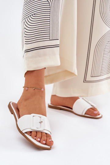 isósceles zapatillas de mujer Eko Piel con hebillas el color blanco Bamma 2