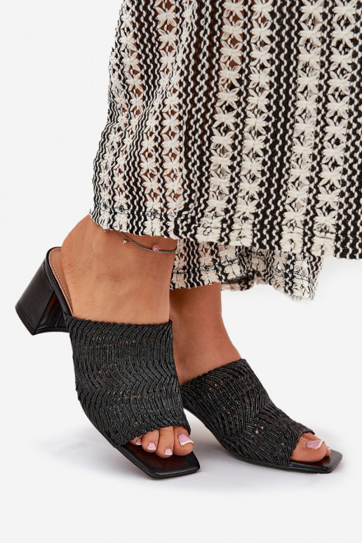 zapatillas de mujer Con Trenza con tacones de color negro Ciariloria