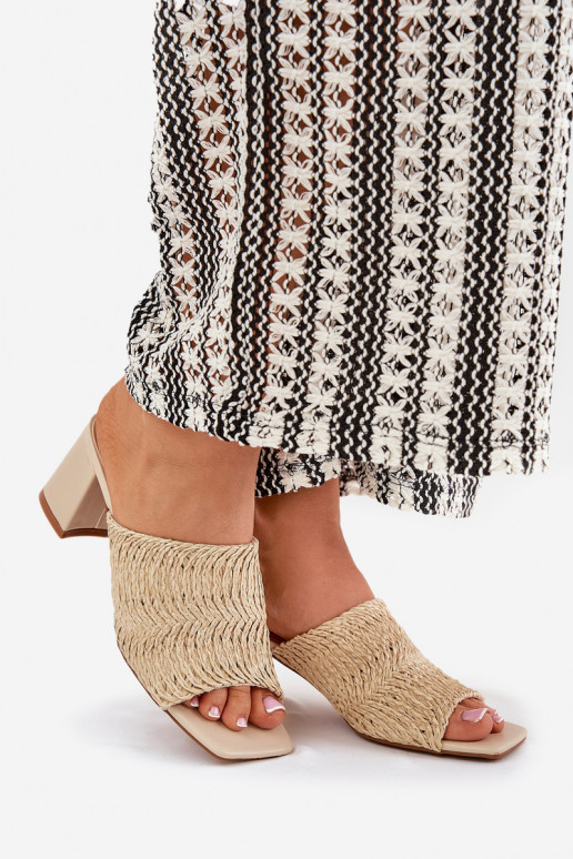 zapatillas de mujer Con Trenza con tacones beige Ciariloria