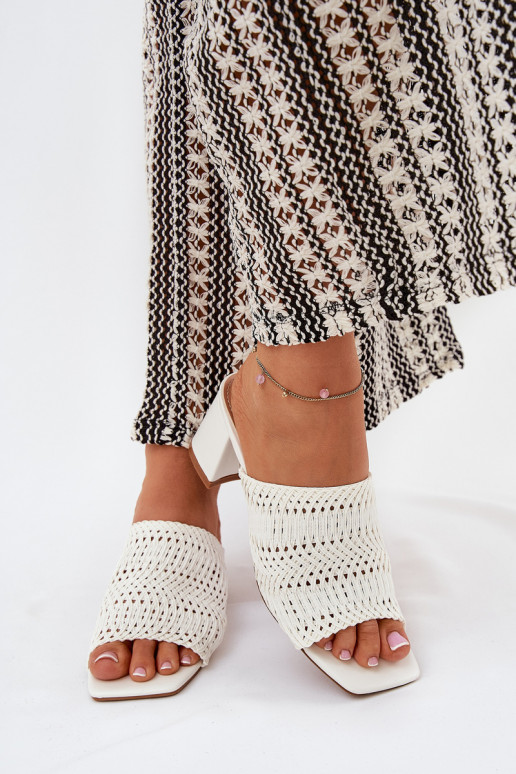 zapatillas de mujer Con Trenza con tacones el color blanco Ciariloria