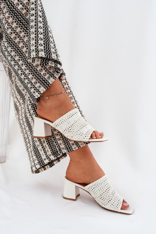 zapatillas de mujer Con Trenza con tacones el color blanco Ciariloria