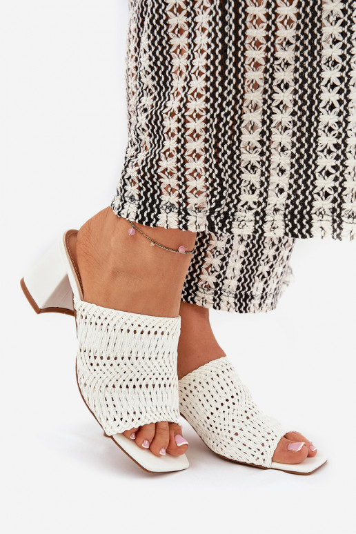 zapatillas de mujer Con Trenza con tacones el color blanco Ciariloria