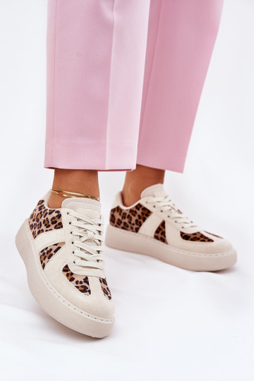 Zapatillas deportivas de mujer y con estampados con plataforma color arena Įjungtativira 2