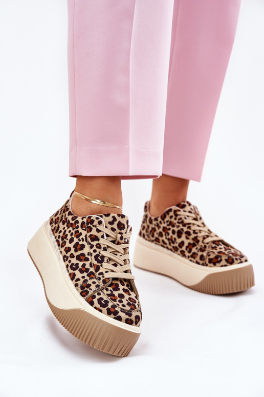 Zapatillas modelo zapatos. con una plataforma con estampados de piel de leopardo color marrón Tirvanis