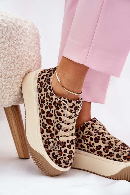 Zapatillas modelo zapatos. con una plataforma con estampados de piel de leopardo color marrón Tirvanis