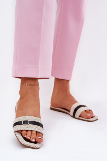 isósceles zapatillas de mujer con correas I con hebillas beige-de color negro Zilina 2