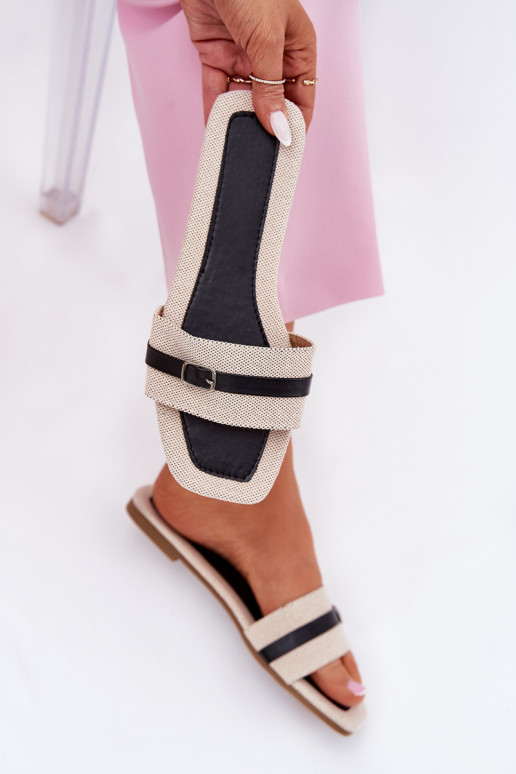 isósceles zapatillas de mujer con correas I con hebillas beige-de color negro Zilina