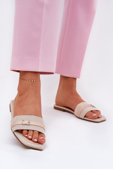 Zapatillas de mujer con tiras y hebillas color arena Zilina
