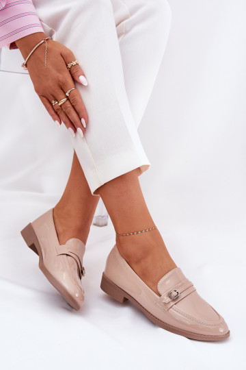 Mocasines lacados Femenino para decorar con hebillas beige Mollan