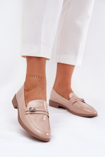 Mocasines lacados Femenino para decorar con hebillas beige Mollan 2
