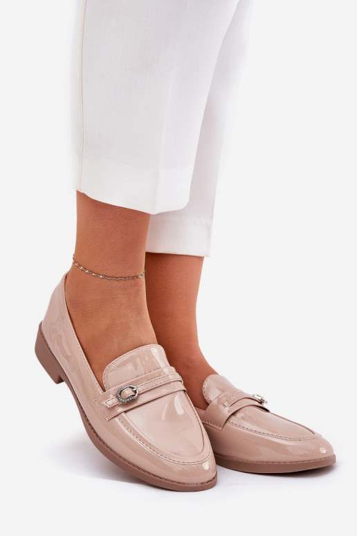 Mocasines lacados Femenino para decorar con hebillas beige Mollan