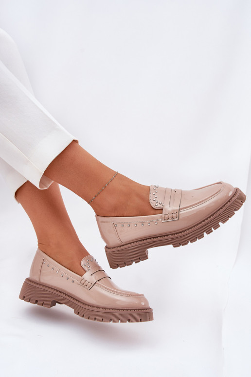 mocasines de mujer con efecto barniz Con decoración beige Activadollae