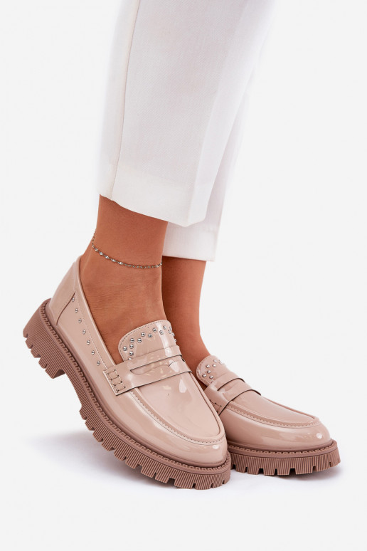 mocasines de mujer con efecto barniz Con decoración beige Activadollae