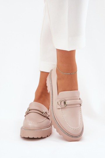 mocasines de mujer Decorado Cyrkoniami beige Patina 2