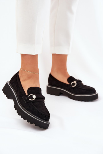 mocasines de mujer Decorado Cyrkoniami de color negro Patina 2