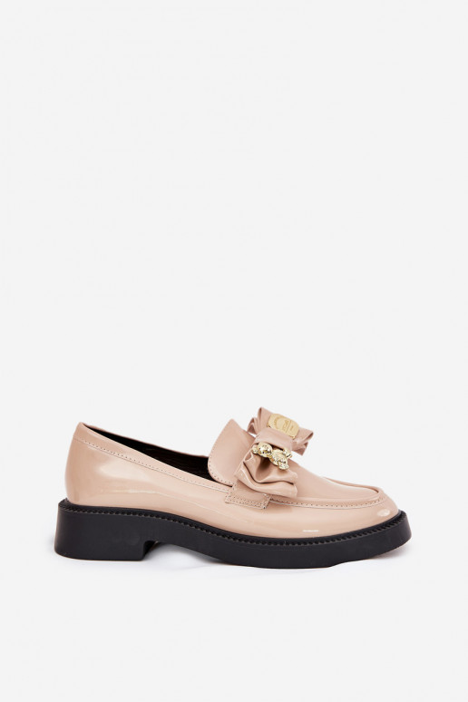 Mocasines lacados con cintas I Ozdobną Broszką beige Leandriel