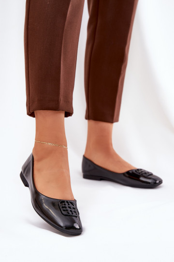 con efecto barniz Estilo elegante bailarinas Femenino Con decoraciones Detalem Vinceza 17377 de color negro