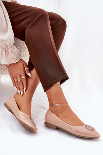 con efecto barniz Estilo elegante bailarinas Femenino Con decoraciones Detalem Vinceza 17377 beige