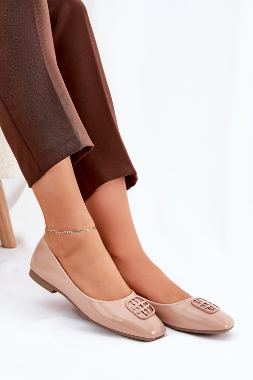 con efecto barniz Estilo elegante bailarinas Femenino Con decoraciones Detalem Vinceza 17377 beige