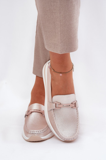 Piel mocasines de mujer S.Barski GR51-598 color rosa perla 2