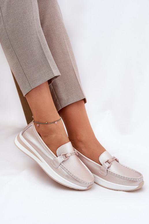 Piel mocasines de mujer S.Barski GR51-598 color rosa perla Piel mocasines de mujer S.Barski GR51-598 color rosa perla