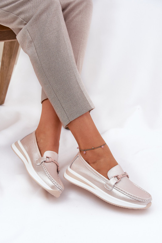 Piel mocasines de mujer S.Barski GR51-598 color rosa perla Piel mocasines de mujer S.Barski GR51-598 color rosa perla