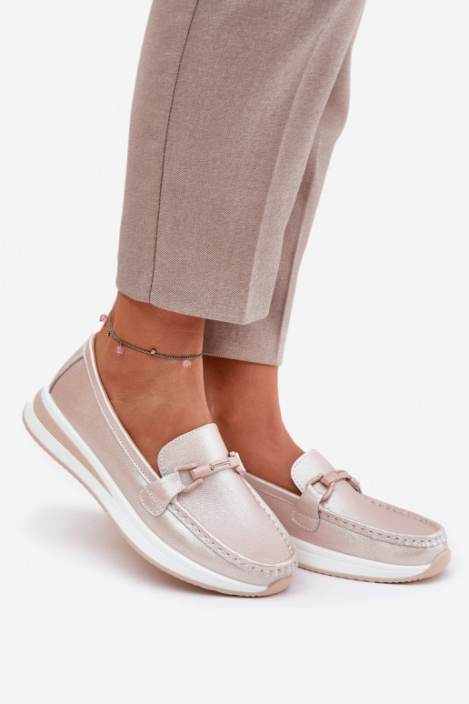 Piel mocasines de mujer S.Barski GR51-598 color rosa perla Piel mocasines de mujer S.Barski GR51-598 color rosa perla