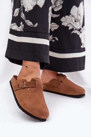 Zapatillas de casa de ante marrones con hebillas para mujer Big Star RR274A387 2
