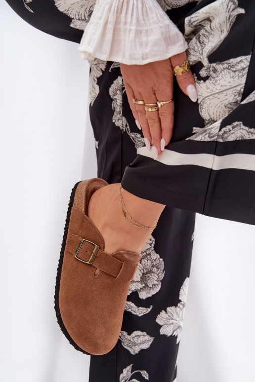 zapatillas de gamuza Zuecos Femenino con hebillas Big Star RR274A387 color marrón zapatillas de gamuza Zuecos Femenino con hebillas Big Star RR274A387 color marrón