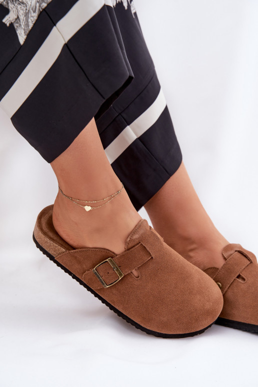 zapatillas de gamuza Zuecos Femenino con hebillas Big Star RR274A387 color marrón zapatillas de gamuza Zuecos Femenino con hebillas Big Star RR274A387 color marrón