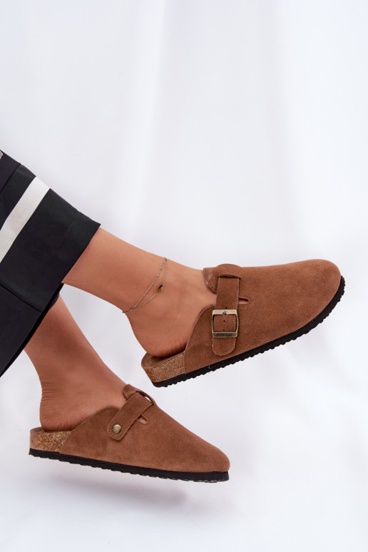 zapatillas de gamuza Zuecos Femenino con hebillas Big Star RR274A387 color marrón zapatillas de gamuza Zuecos Femenino con hebillas Big Star RR274A387 color marrón