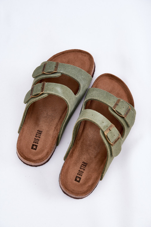 Zapatillas de ante para mujer. con hebillas Big Star RR274A393 color verde