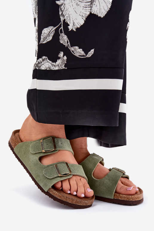 Zapatillas de ante para mujer. con hebillas Big Star RR274A393 color verde