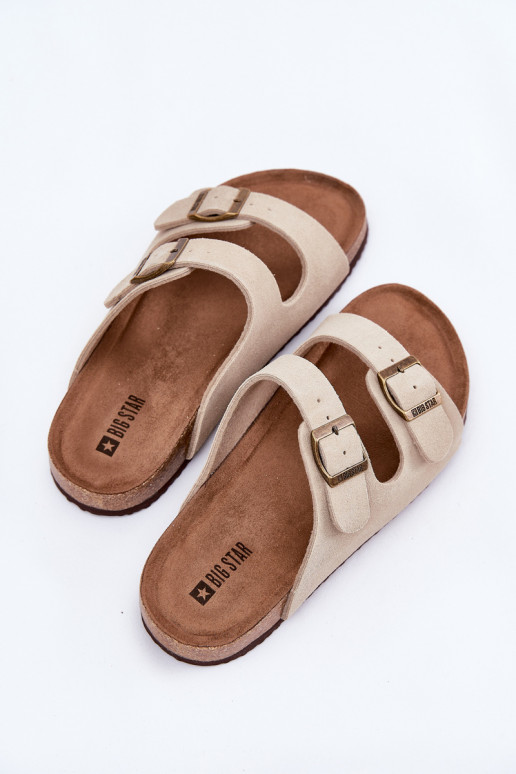 Zapatillas de ante para mujer. con hebillas Big Star RR274A391 beige