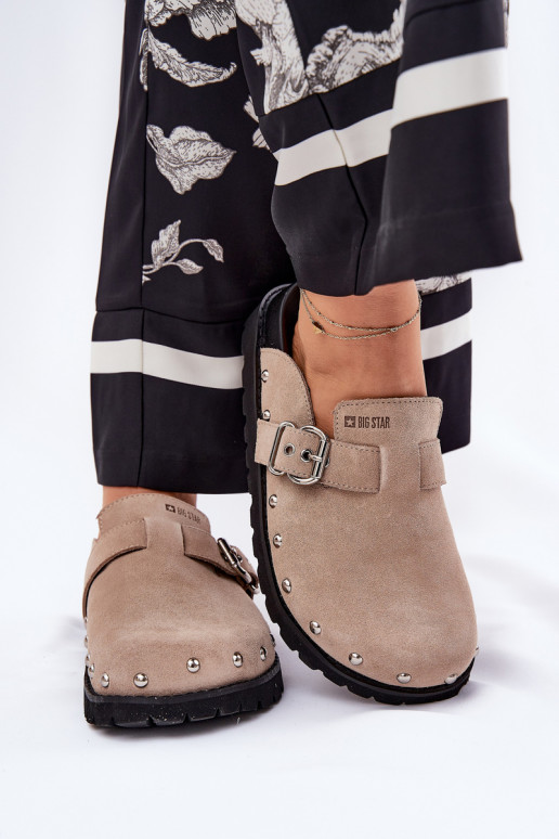 zapatillas de gamuza Zuecos Femenino con una plataforma Big Star RR274A376 beige