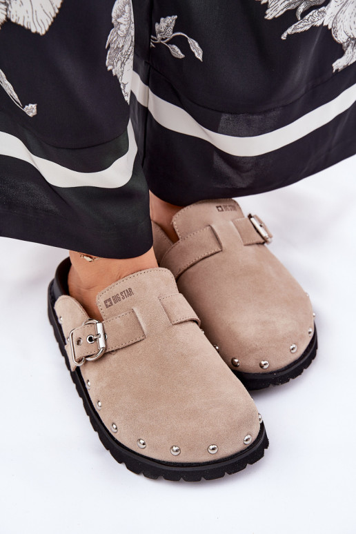 zapatillas de gamuza Zuecos Femenino con una plataforma Big Star RR274A376 beige