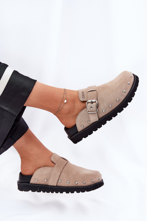 zapatillas de gamuza Zuecos Femenino con una plataforma Big Star RR274A376 beige