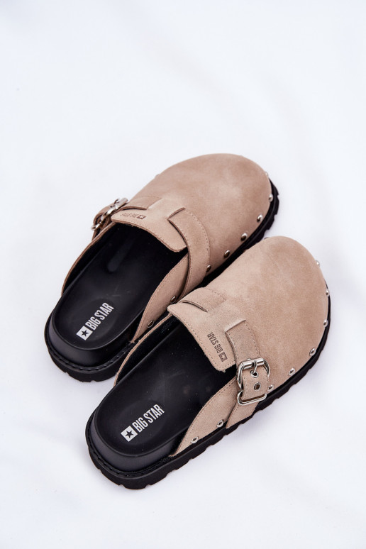 zapatillas de gamuza Zuecos Femenino con una plataforma Big Star RR274A376 beige