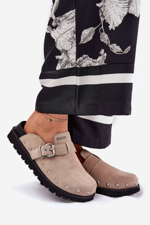 zapatillas de gamuza Zuecos Femenino con una plataforma Big Star RR274A376 beige