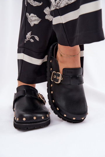 Zapatillas de casa de cuero negras con plataforma para mujer Big Star RR274A378 2
