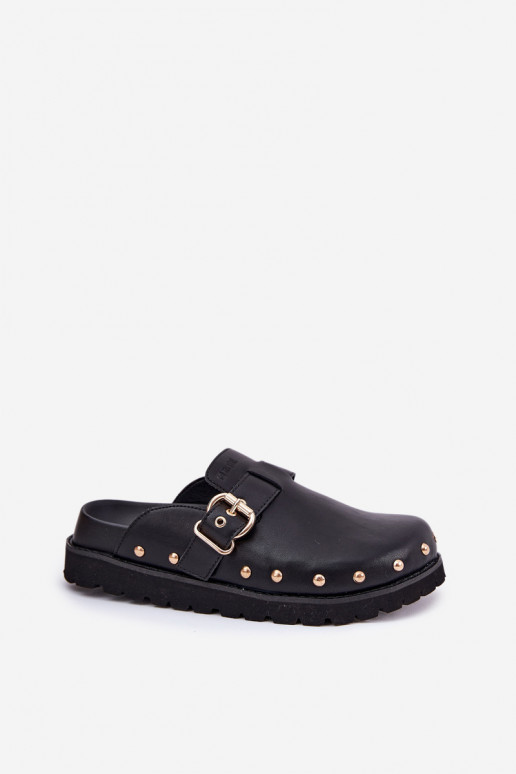 Zapatillas de cuero Zuecos Femenino con una plataforma Big Star RR274A378 de color negro