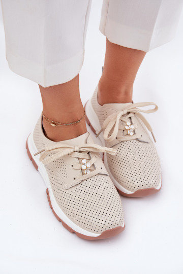 Piel zapatos Femenino Z Przypinką Artiker 54C1811 beige