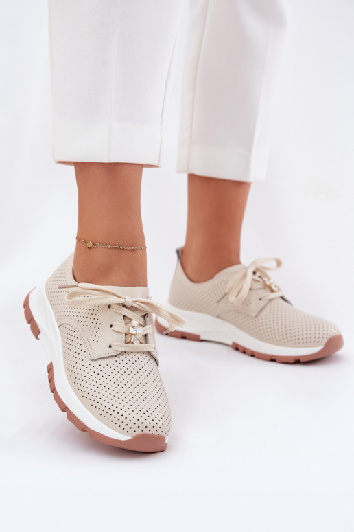 Piel zapatos Femenino Z Przypinką Artiker 54C1811 beige