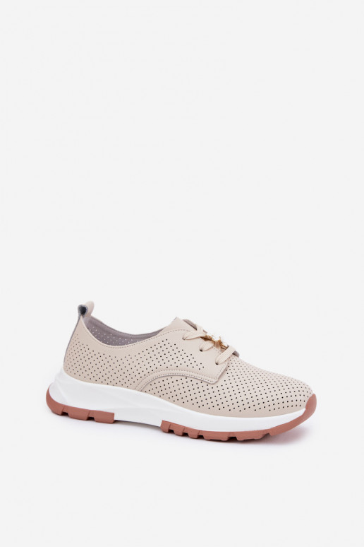 Piel zapatos Femenino Z Przypinką Artiker 54C1811 beige